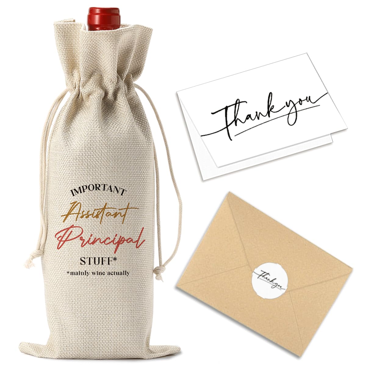 Teacher Appreciation Wine Bag With Thank You Card - Cool Christmas Birthday Gifts for Women Men - Important Teacher Stuff BST202