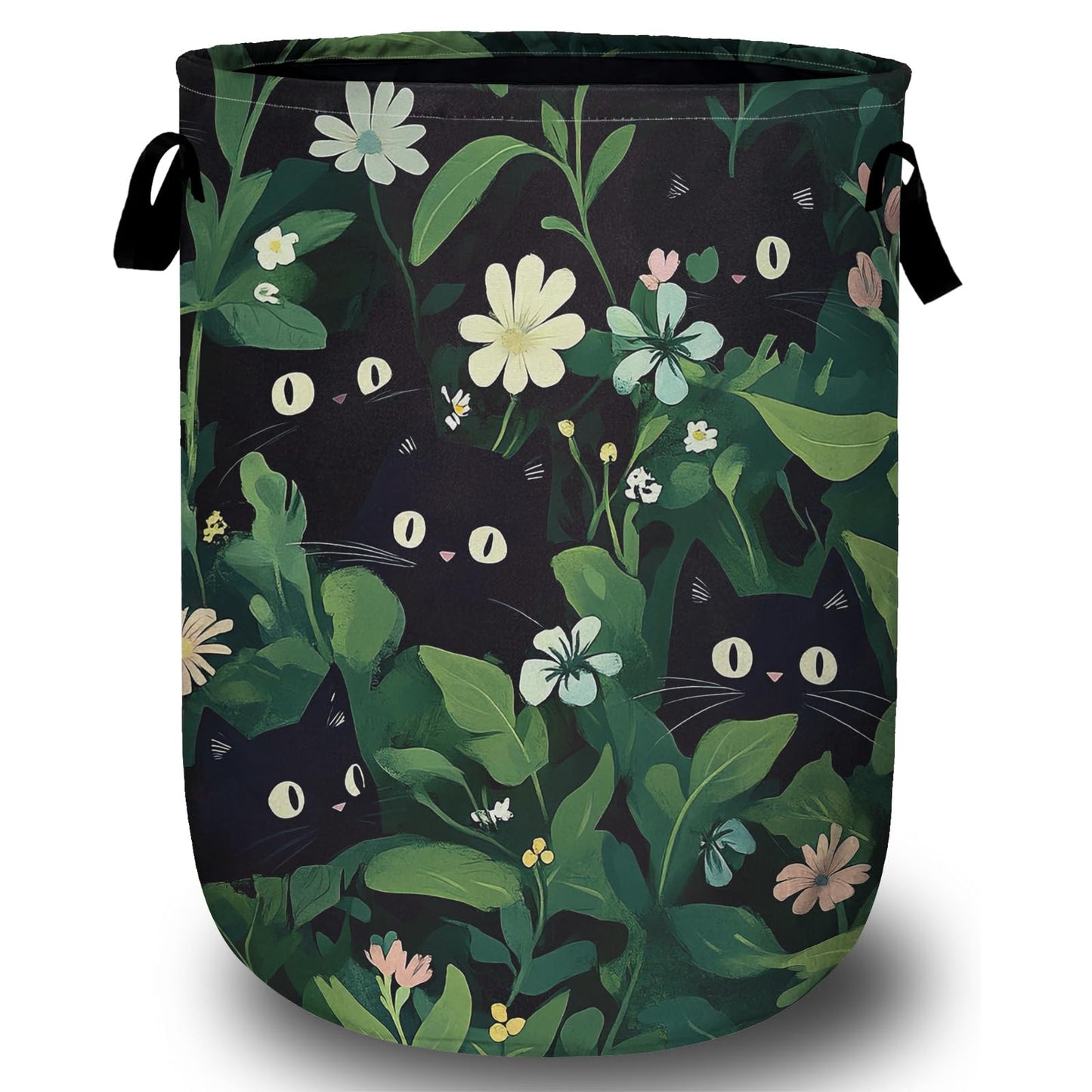 Nature Cow Print Laundry Basket with Sturdy Handles, Cow Skin Collapsible Oxford Cloth Laundry Hamper Organizer Basket for Bathroom Bedroom 15.7x20 Inch BST220