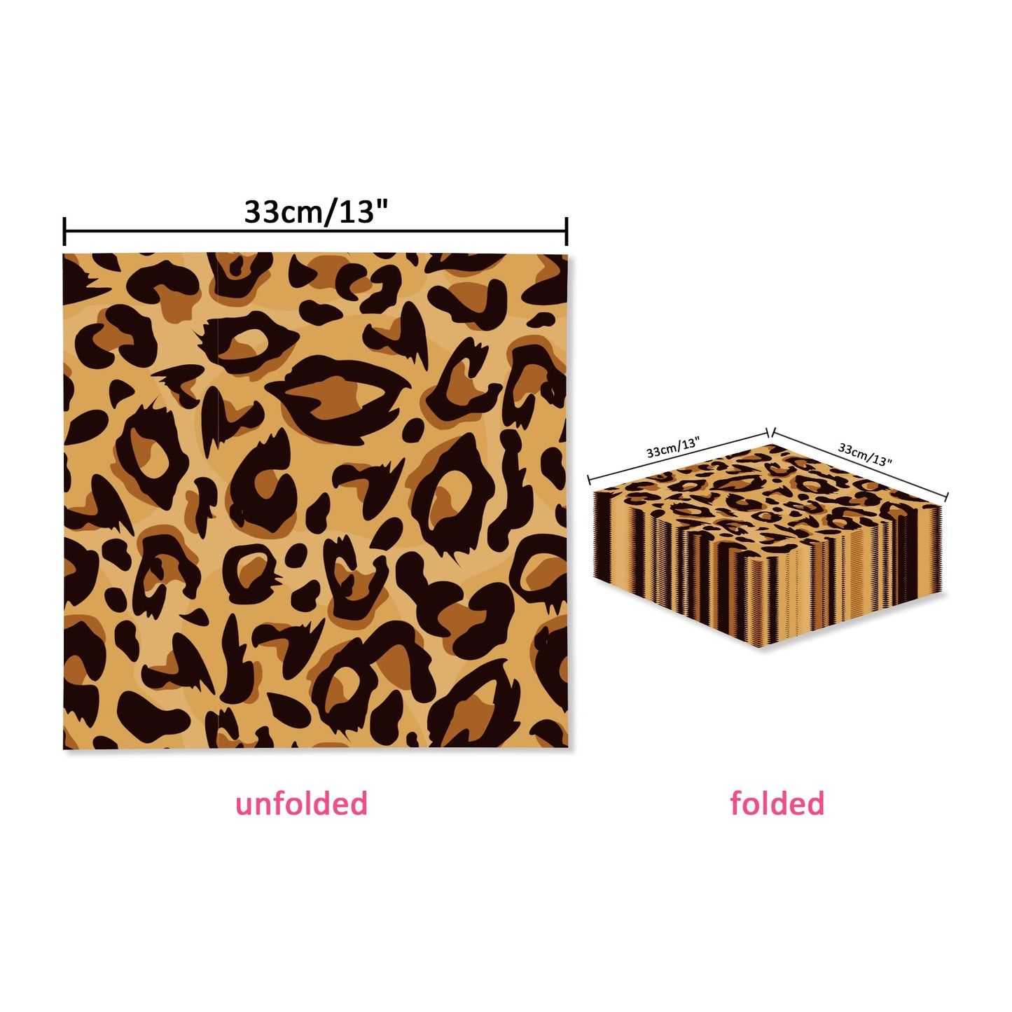40pcs Animal Leopard Print Party Napkins Disposable Jungle Animal Print Tableware Dinner Napkin for Safari Leopard Themed Birthday Baby Shower Party Supplies BST220