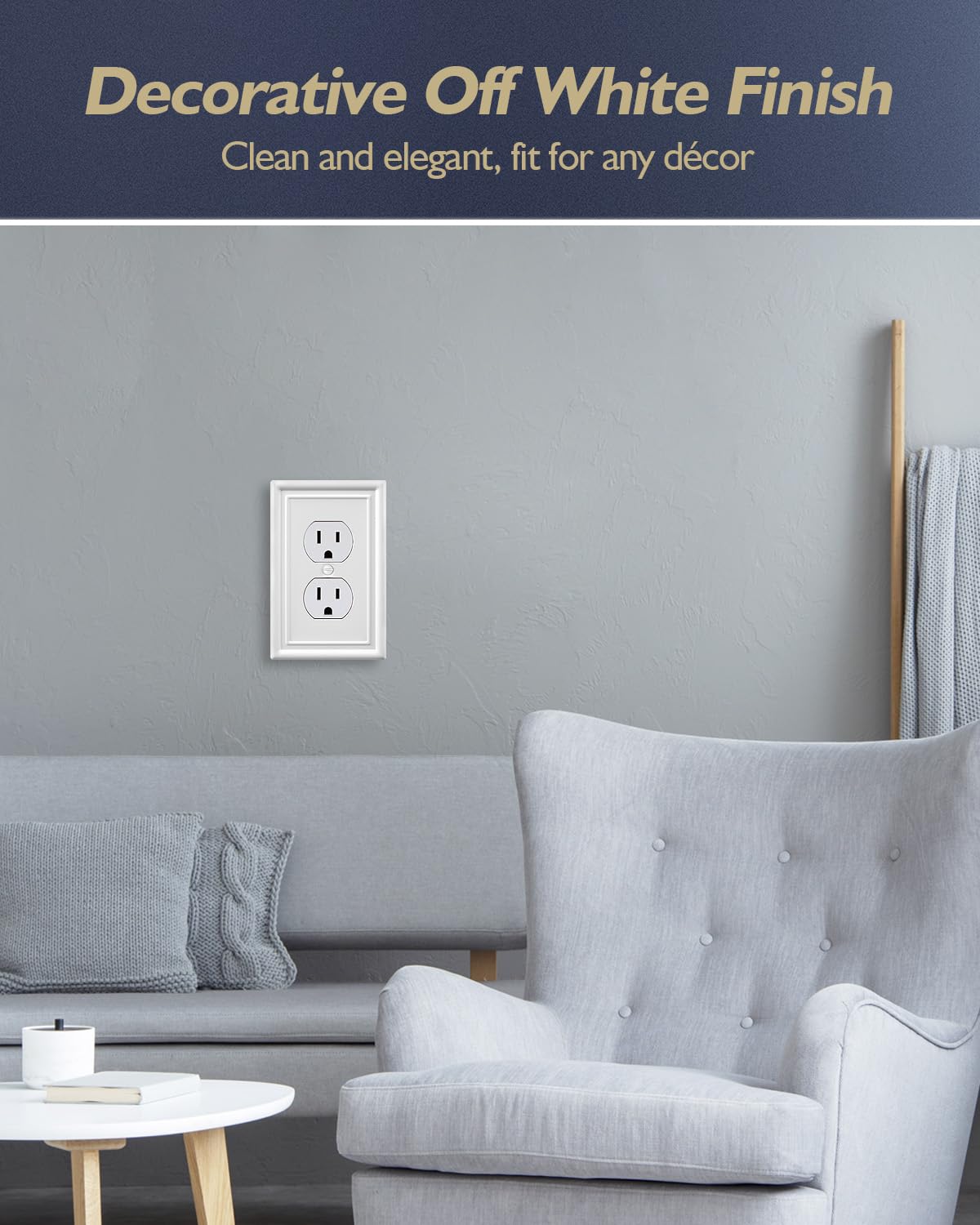 Decorative Metal Wall Plates, Switch Plates Outlet Covers (Off White/1 Decorator 4 Pack) WN420