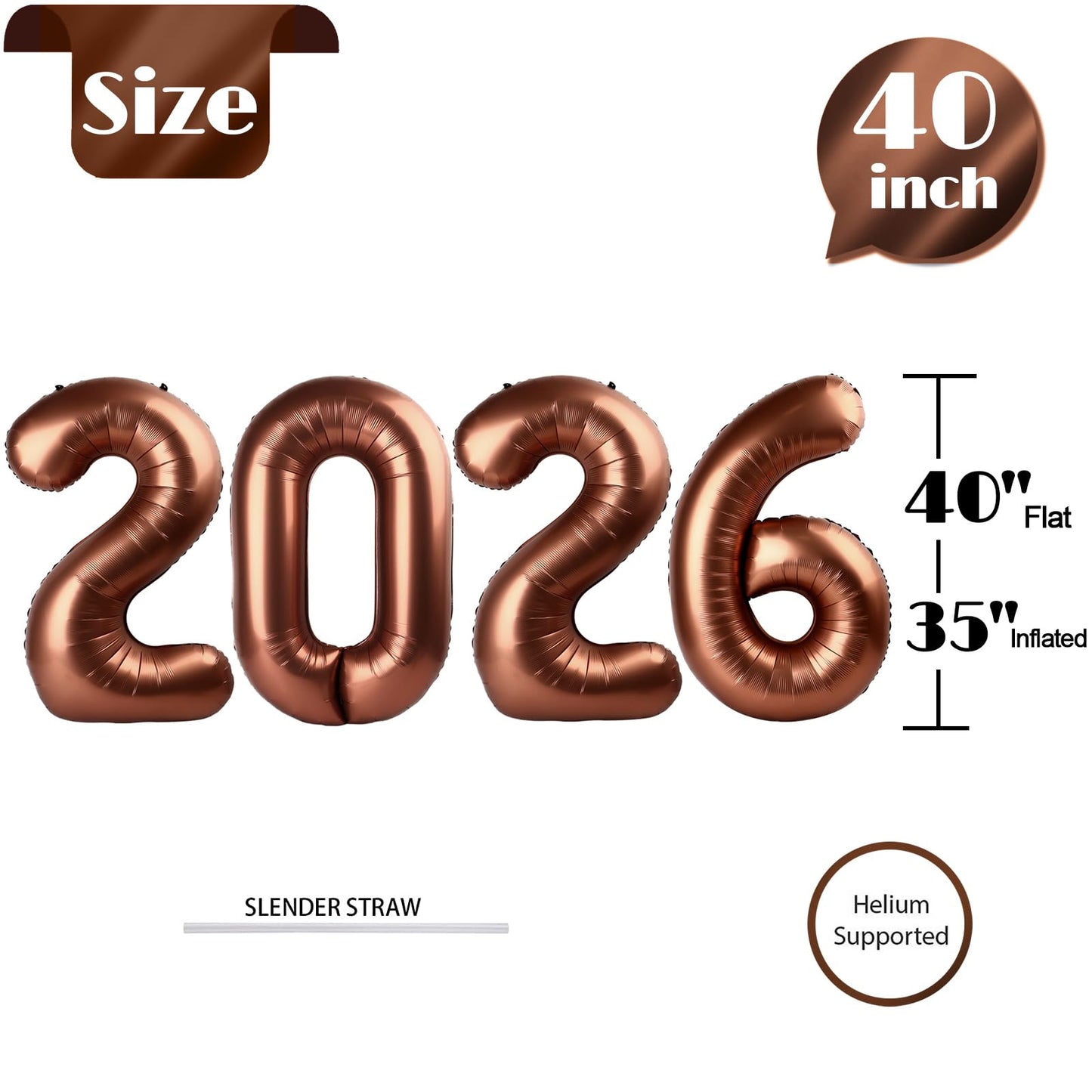 Light Brown 2026 Number Balloon, Light Brown Number Balloons 40 Inch, 2026 Balloon Birthday Decorations, 2026 Birthday Party Supplies, 2026 Graduation Party Favors, Class of 2026 Decorations BST326L