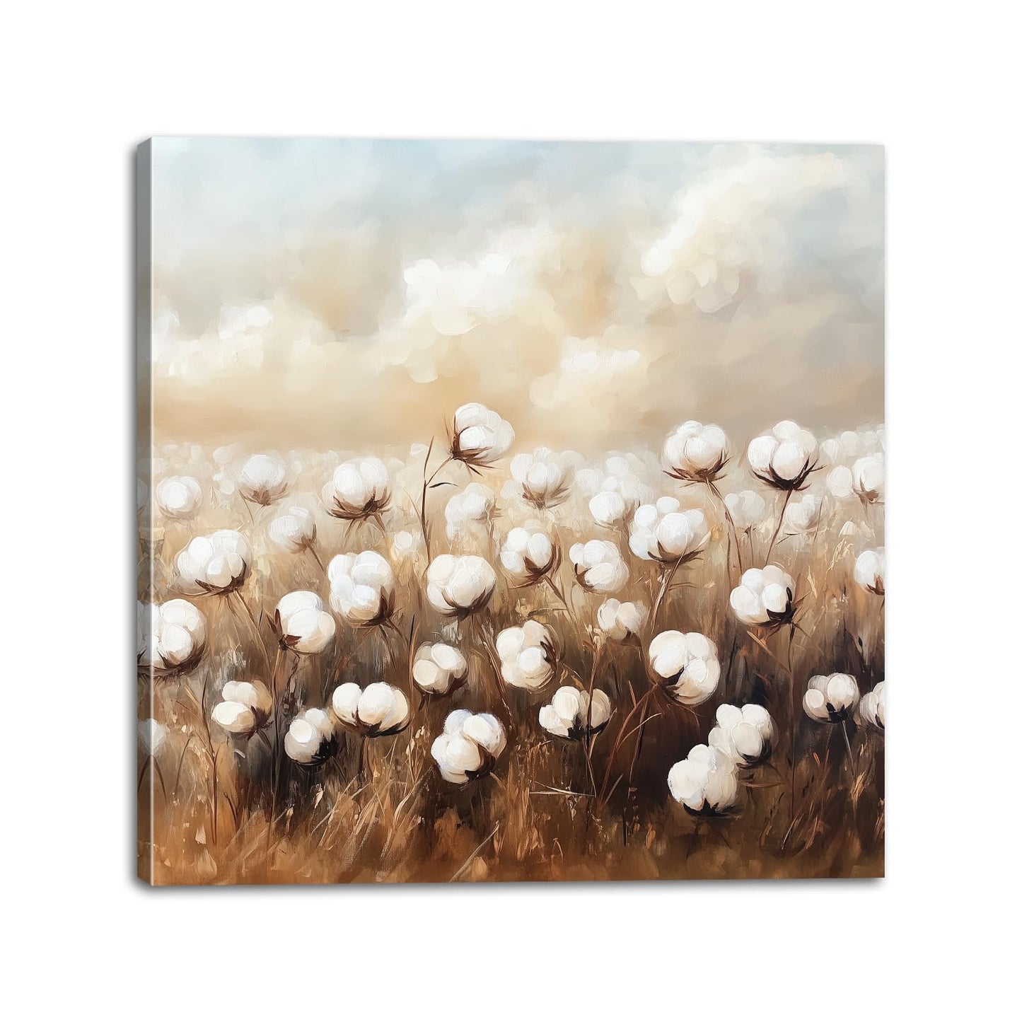 Cotton Canvas Wall Art Rustic Flower Pictures Wall Decor Country Farmhouse Floral Painting Prints Botanical Poster for Living Room Bedroom Bathroom Kitchen Decor Framed(Farm-2,12L x 12W) BST326H