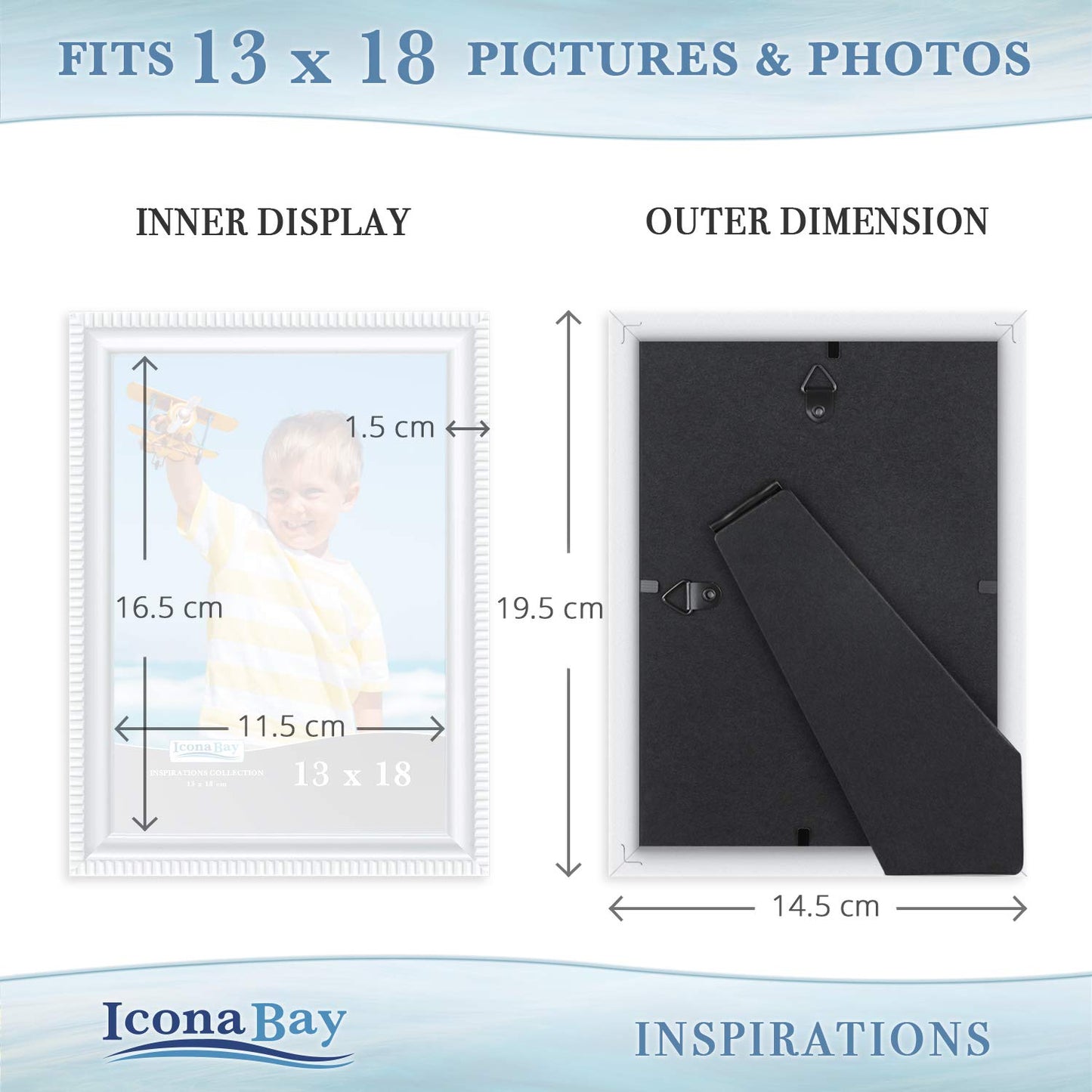 Icona Bay Combination White Picture Frames Set - 10 PC (Five 4x6, Three 5x7, Two 8x10), Inspirations Collection Multi-Pack for Contemporary Wall Gallery BST220