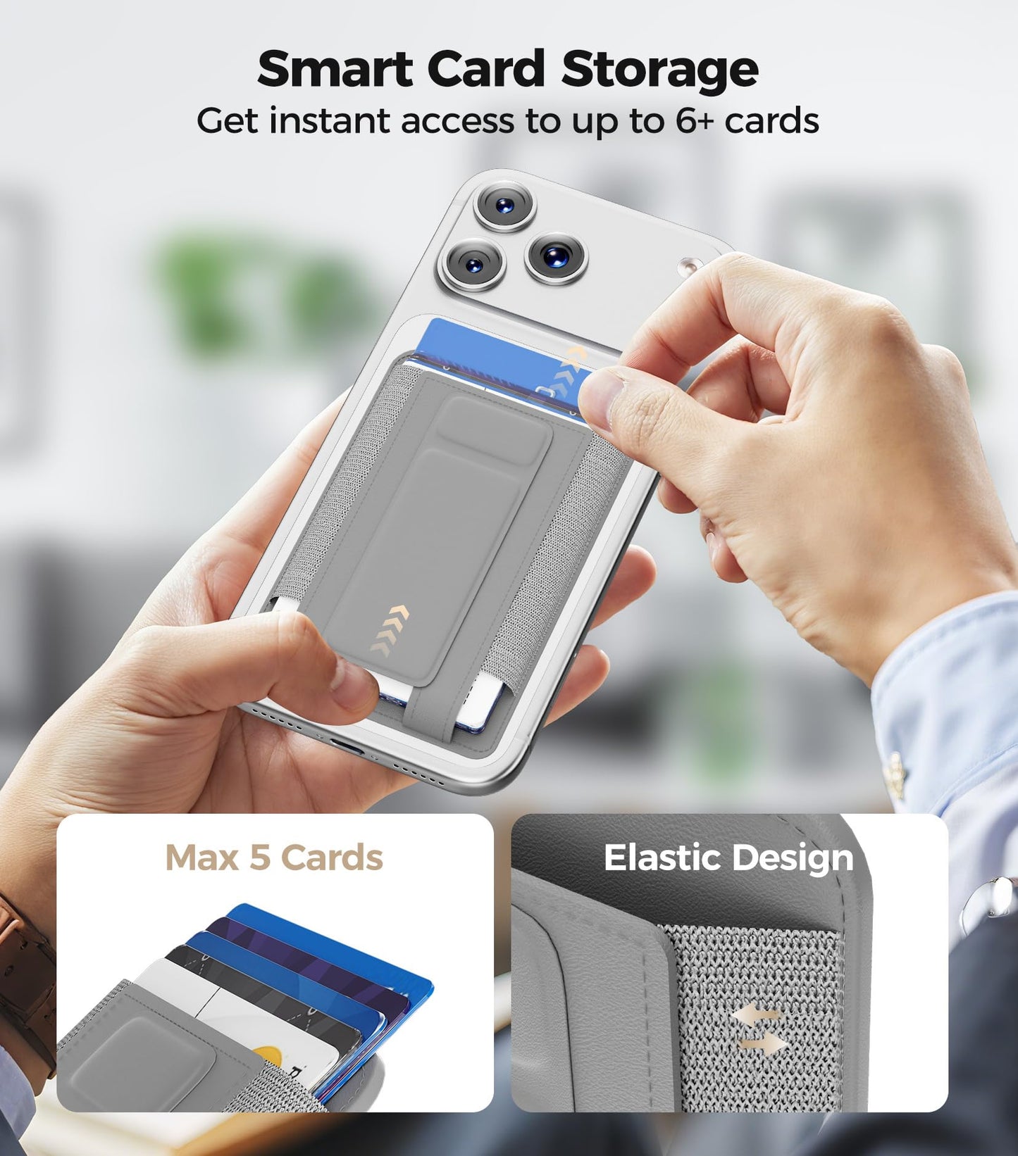 for MagSafe Wallet, Works with Apple Find My, 5-Card RFID Holder with Stand Also Grip, Strong Magnetic Wallet for iPhone 17/16/15/14/13/12 Pro Max Air Plus, Wireless Charging, Brown BST220