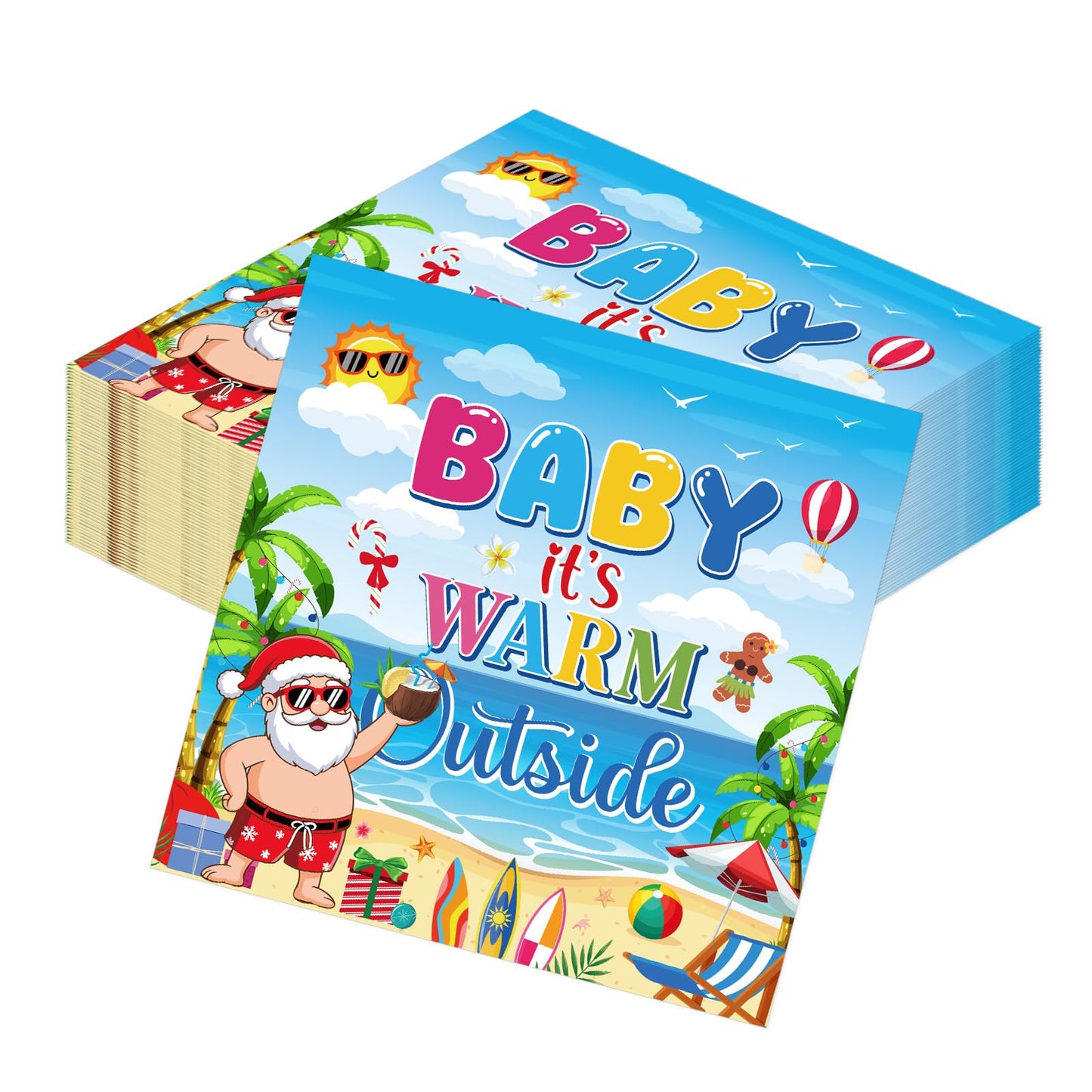 Gameza July Christmas Party Decorations, 50PCS There's Some Hohoho's in July Disposable Paper Napkins Decoration, Summer Xmas Beach Napkins Decor Supplies BST220