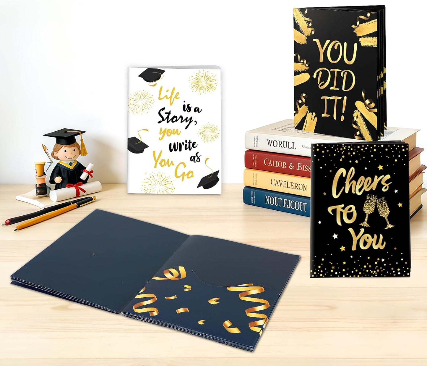 4 Sets Graduation Gift Card Book, Congrats Grad Money Holder Cards with Envelopes, Graduation Gift Card Booklet Organizer for Class of 2026, Students, Friends BST326L