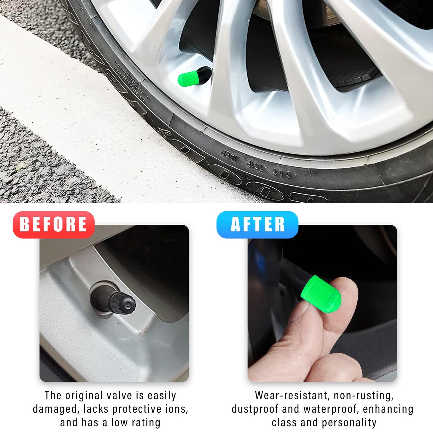 Ziciner 25 PCS Tire Valve Stem Caps, Plastic Car Tyre Valve Cap with O Rubber Seal, Dustproof Airtight Seal Wheel Stem Covers, Universal Accessories for Cars, SUVs, Bicycles,Trucks (Red) WN420