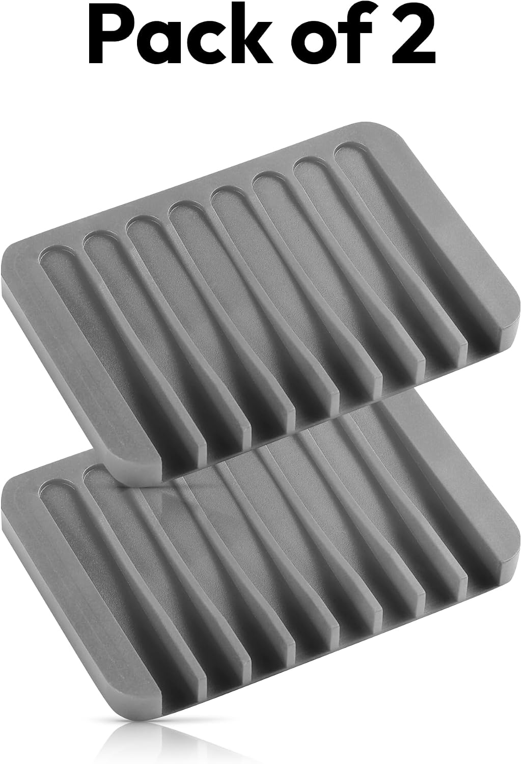 Self Draining Soap Dish for Shower, Silicone Soap Dish for Kitchen Sink, Bathroom Sink (2, Light Gray, S(3.1"×4.5")) BST220