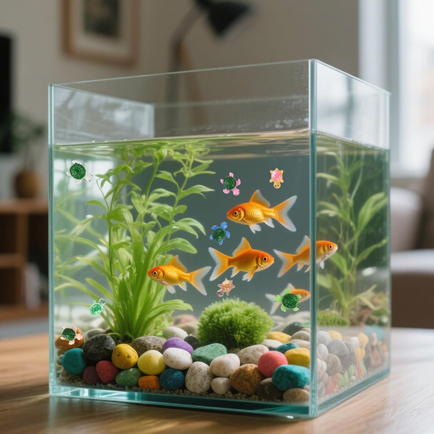 LOGJAM 420 Pcs Mini Resin Turtles Decor, Cute Tiny Sea Turtle Figurines Glow in The Dark for Garden Fish Tank Micro Landscape Home Decor Crafts BST220