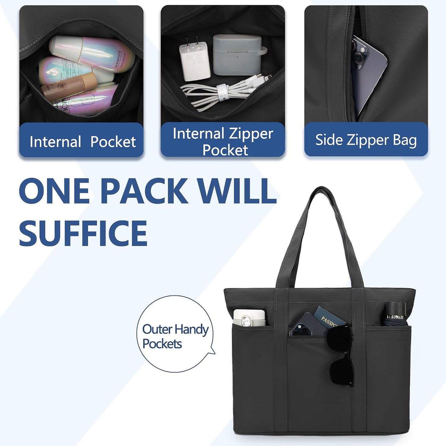 Tote Bag for Women,Large Handbag with Laptop Compartment, Shoulder Bag for Travel, Tote Bags for Work and Everyday WN420
