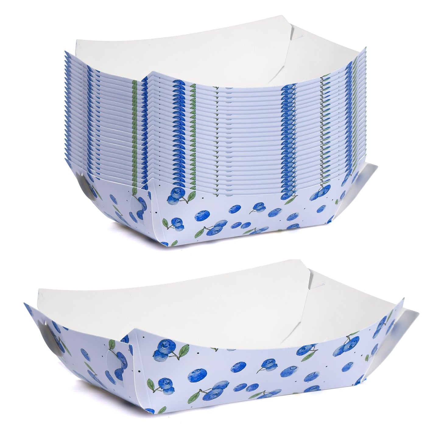 strawberry paper plates, disposable waterproof food trays, 1 lb., suitable for bulk strawberry-themed strawberry shortcake berry first birthday party supplies and gift decorations. (20, blueberry) BST220