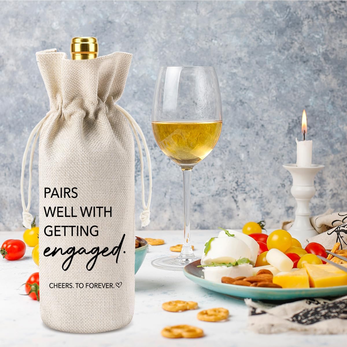 2Pcs Engagement Gifts for Couples Newly Engaged, Pairs Well with Getting Engaged Wine Bag for Bride to Be Future Mrs, She Said Yes Gifts for Her Him, Bridal Shower Engagement Party Decorations BST202