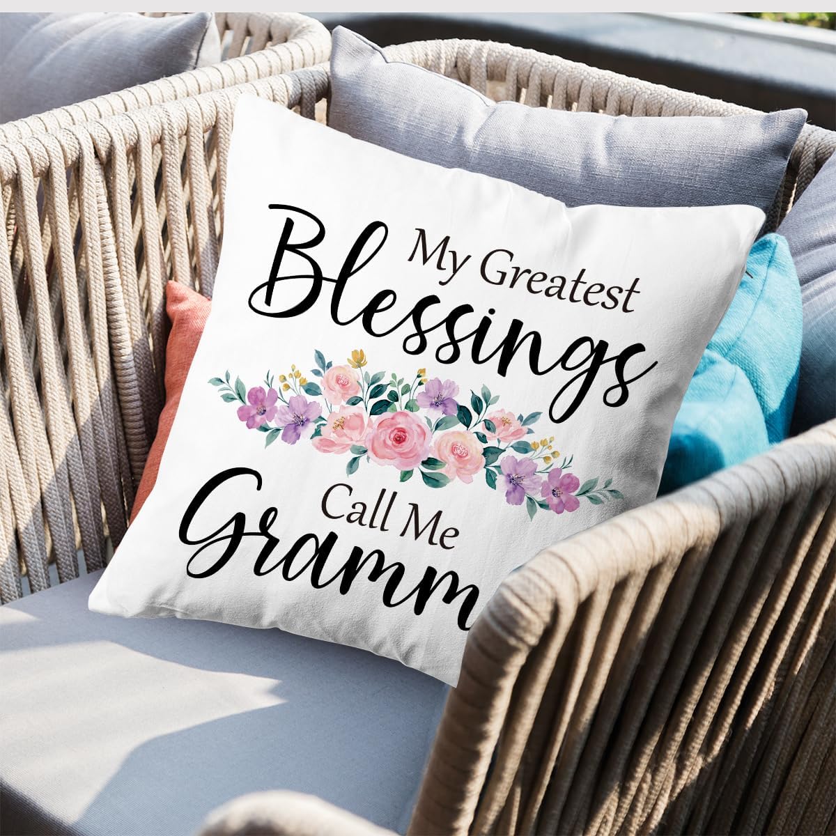 KongMoTree Grammie Gift Pillow Case, My Greatest Blessings Call Me Grammie, Birthday Gift for Grandma, Perfect Present for Grandma, 18x18 Inches BST326L
