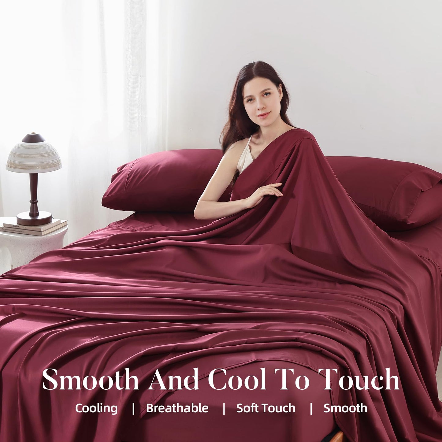 4 Piece Twin Size Sheet - Cooling Bed Sheets Set, Blend Rayon Derived from Bamboo, Breathable Soft Hotel Luxury Bedding & Pillowcases, Silky Fit 16 inch Extra Deep Pocket, Oeko-Tex - Olive Green BST326H