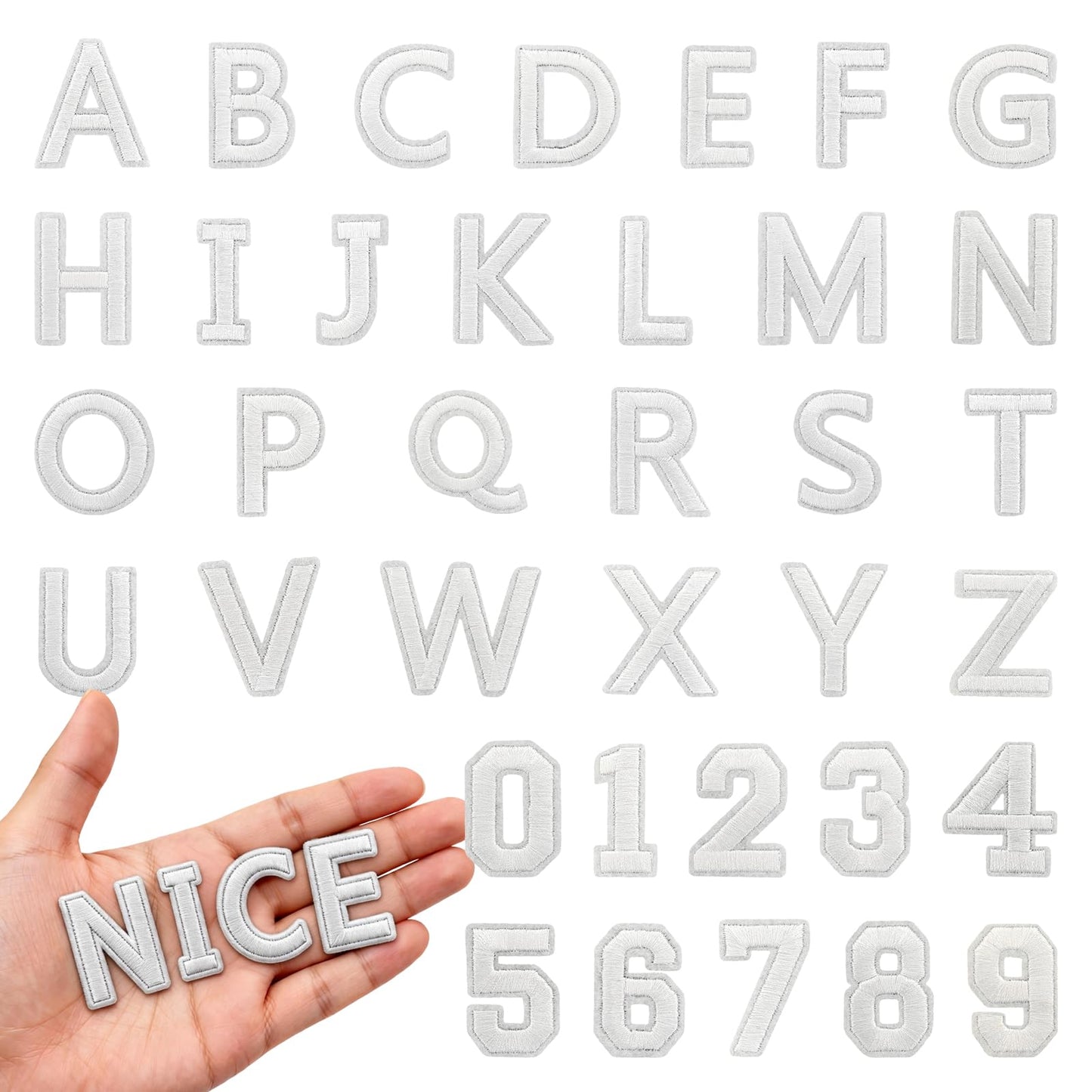 72Pcs Iron on Number and Letter Patches, Numbers 0-9, Letters A-Z Embroidered Applique Patches for Clothes, Skirts, Hats, Socks - Black BST220