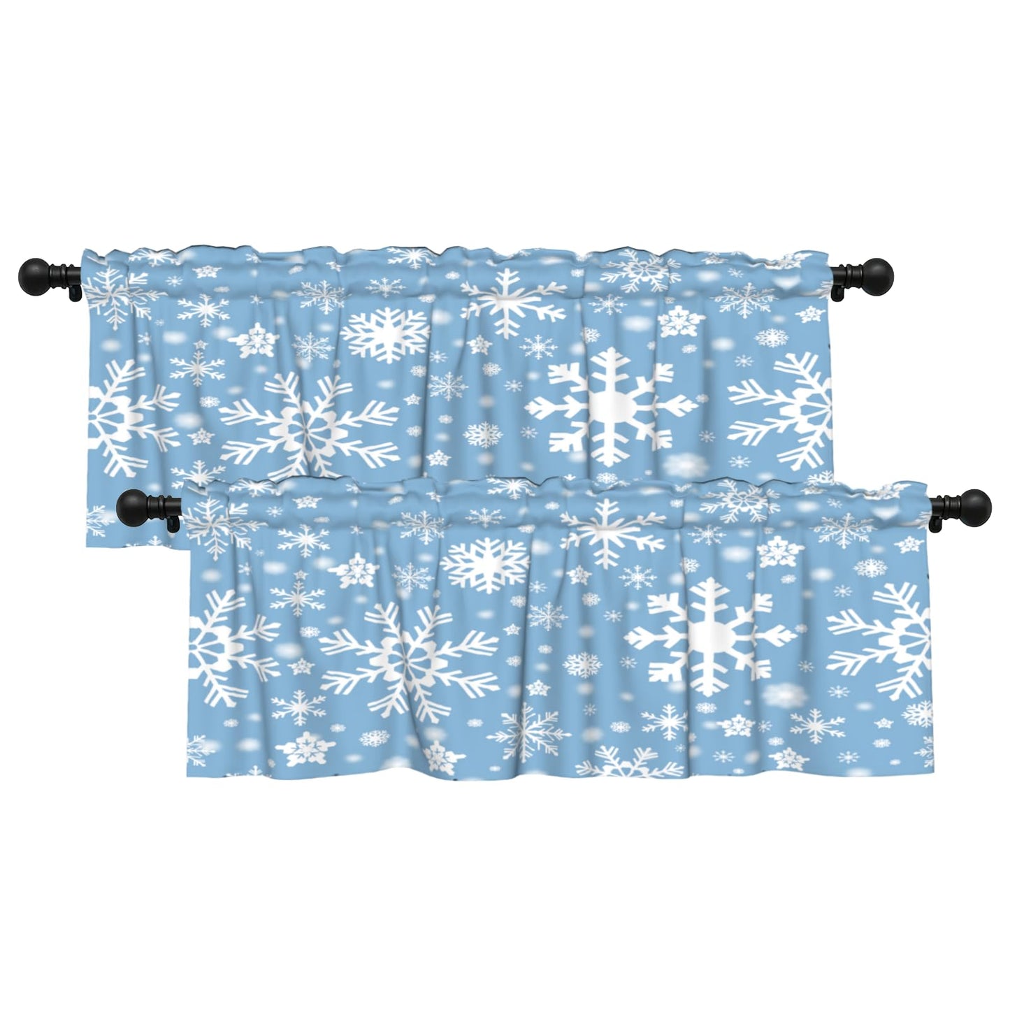 Patriotic Valance for Kitchen 2 Pack 54"x18" American Flag Curtains for Windows Red White Blue Stars 4th of July Independence Day Eucalyptus Leaf Window Treatment Rod Pocket Valance for Home Decor BST326L