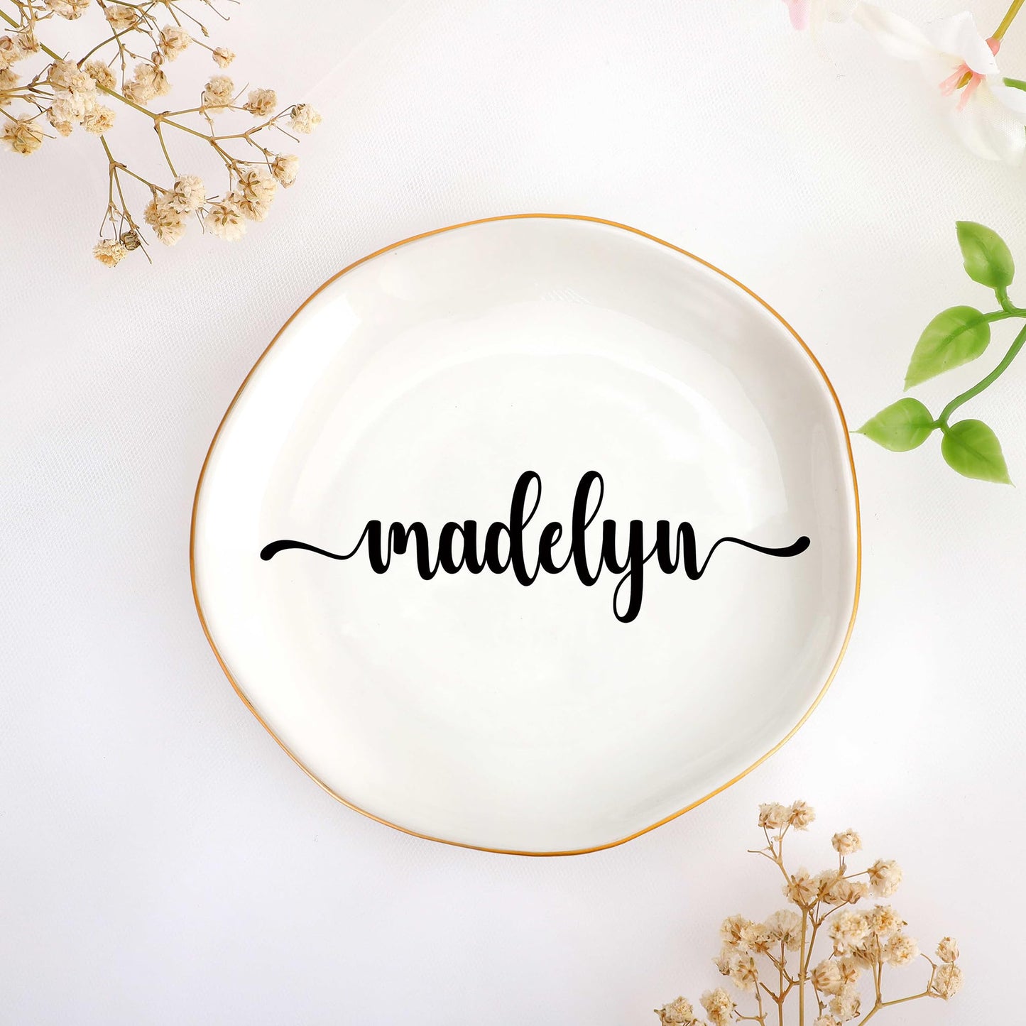 JoycuFF Initial B Ceramic Jewelry Tray, Bridesmaid Bride Gifts, Mothers Day Christmas Anniversary Engagement Birthday Gifts for Women Couples, Trinket Dish for Rings Earrings Necklaces Bracelets Keys BST202