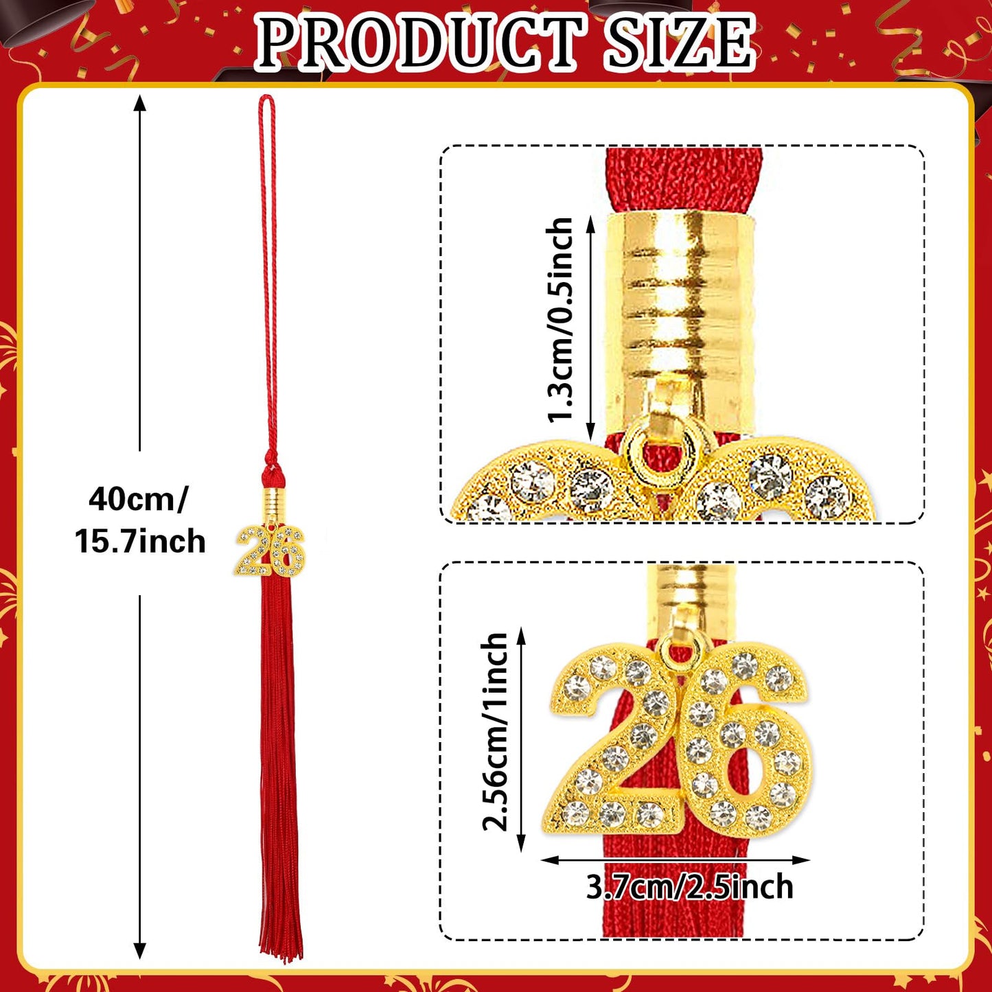 JULMELON 2026 Graduation Tassel, 2026 Graduation Cap Tassel with Bling Charm for 2026 Graduate Hat Ceremonies Accessories (Black) BST220
