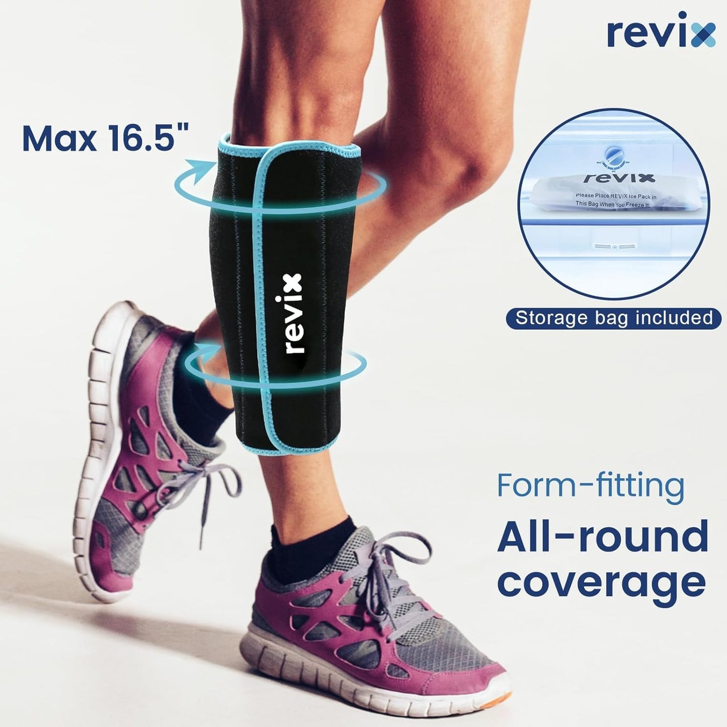 REVIX Shin Ice Pack Reusable Leg Ice Pack Wrap Cold Therapy Compression Sleeve N25