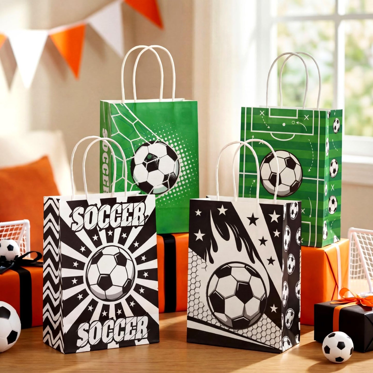 MotiMind 24 Pcs Softball Party Favor Bags Black Yellow Softball Themed Goodie Gift Wrapping Paper Bags with Handles Portable Sports Ball Candy Treat Pouch for Birthday Party Decorations Supplies BST326H
