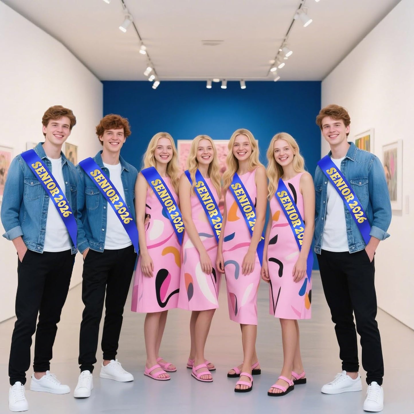 7 Pcs Senior Sashes 2026 Set, Blue Senior Satin Sash with Gold Letters for Class of 2026 Graduation Party Decorations Supplies Favors, Senior Sashes Class of 2026, Graduation Sash 2026 BST220