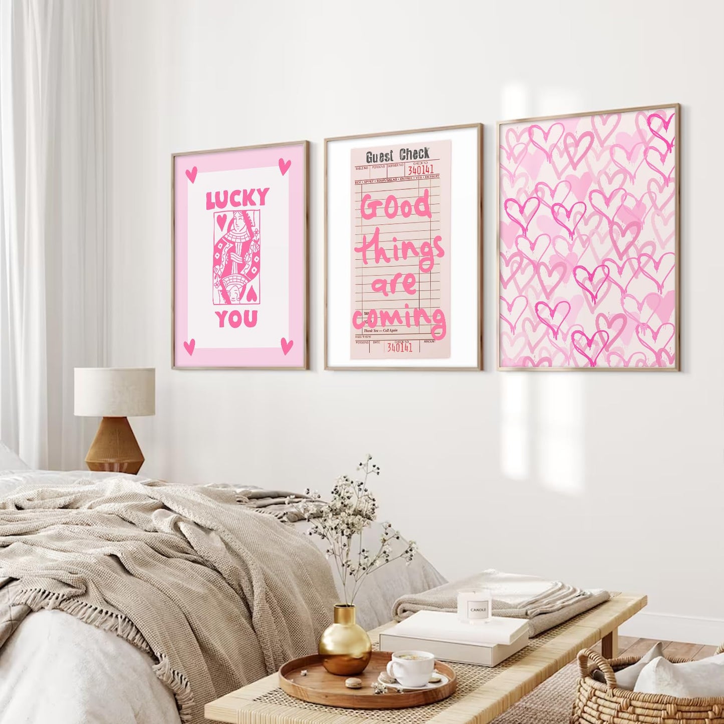 Matisse Abstract Wall Art Decor Pink Flower Canvas Pictures Picasso Aesthetic Wall Art Henri Matisse Prints Poster Abstract Flower Painting Market Artwork for Bedroom 12x16 Inch Unframed Set of 3 BST202