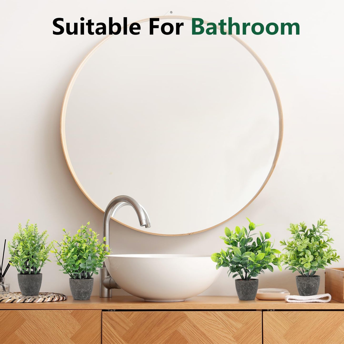 FAVOWREATH 2 Pack Small Fake Plants Potted Artificial Plants Indoor for Home Decor Office Room Farmhouse Indoor Table Bathroom Decor BST220