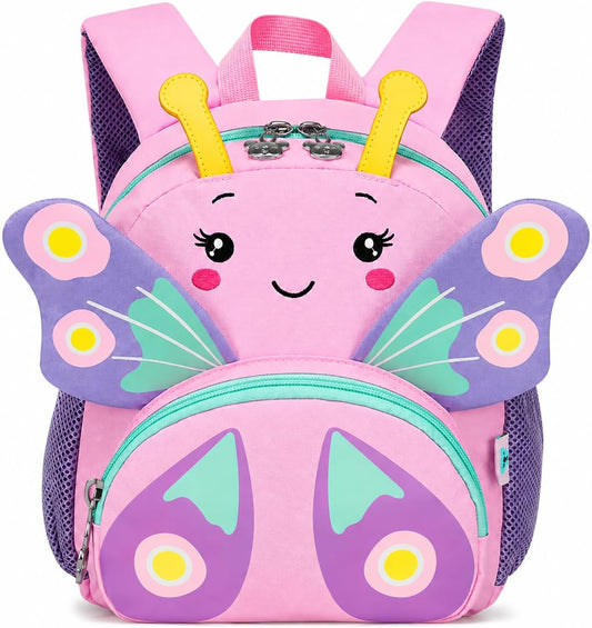 CAMTOP Cute Kids Toddler Backpack Small 3D Cartoon School Bookbags Age 1-3 Daycare Nursary Travel Bags (Butterfly-pink) BST326H
