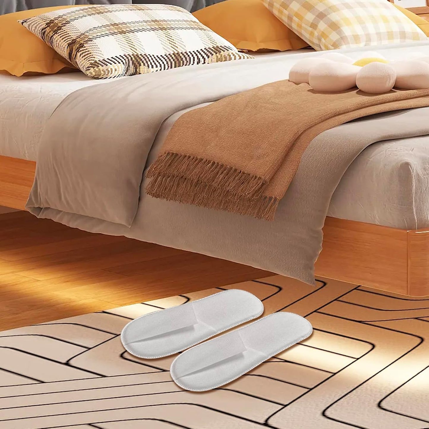 20 Pairs Disposable Slippers Bulk – 10 White & 10 Gray Disposable Slipper for Guests, Hotel Spa Guest Slippers Closed‑Toe for Travel Home WN420