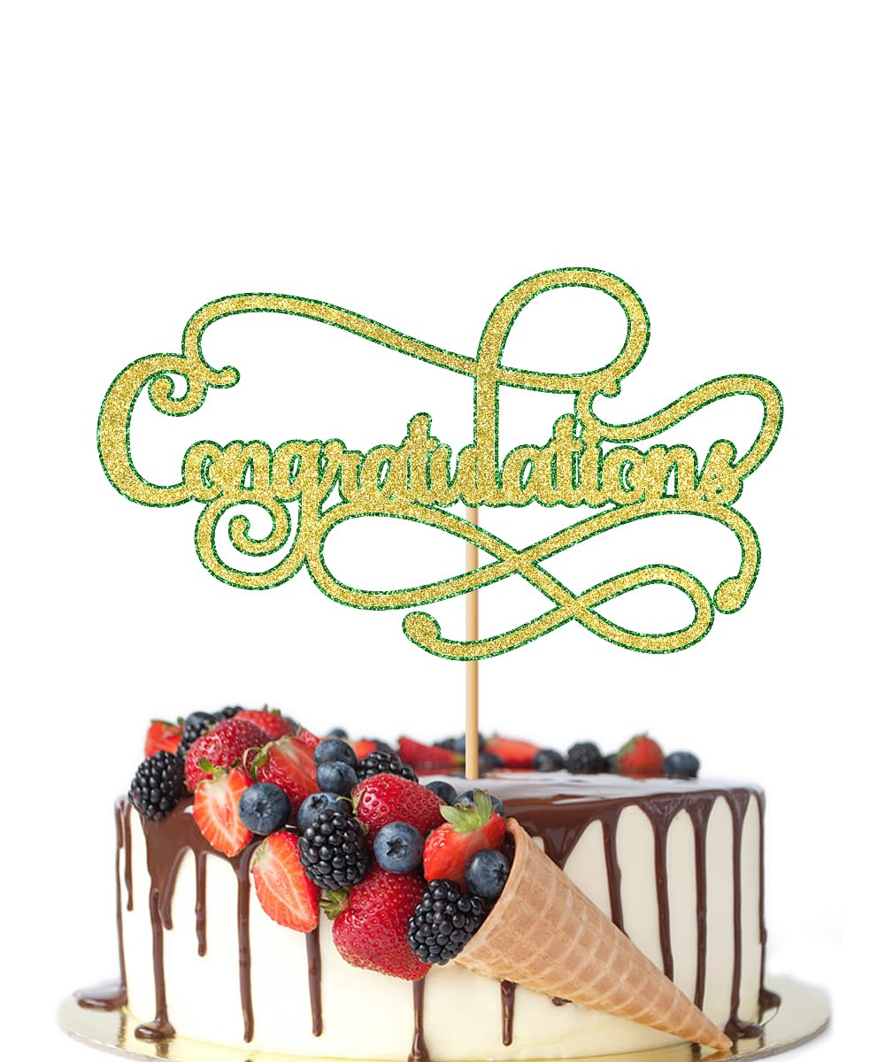 Congratulations Cake Topper,Congratulations 2026 Graduation | Cake Topper,Graduation, Wedding, Retirement, Birthday, Anniversary, Celebration Party Decorations Supplies (Black Gold) BST202