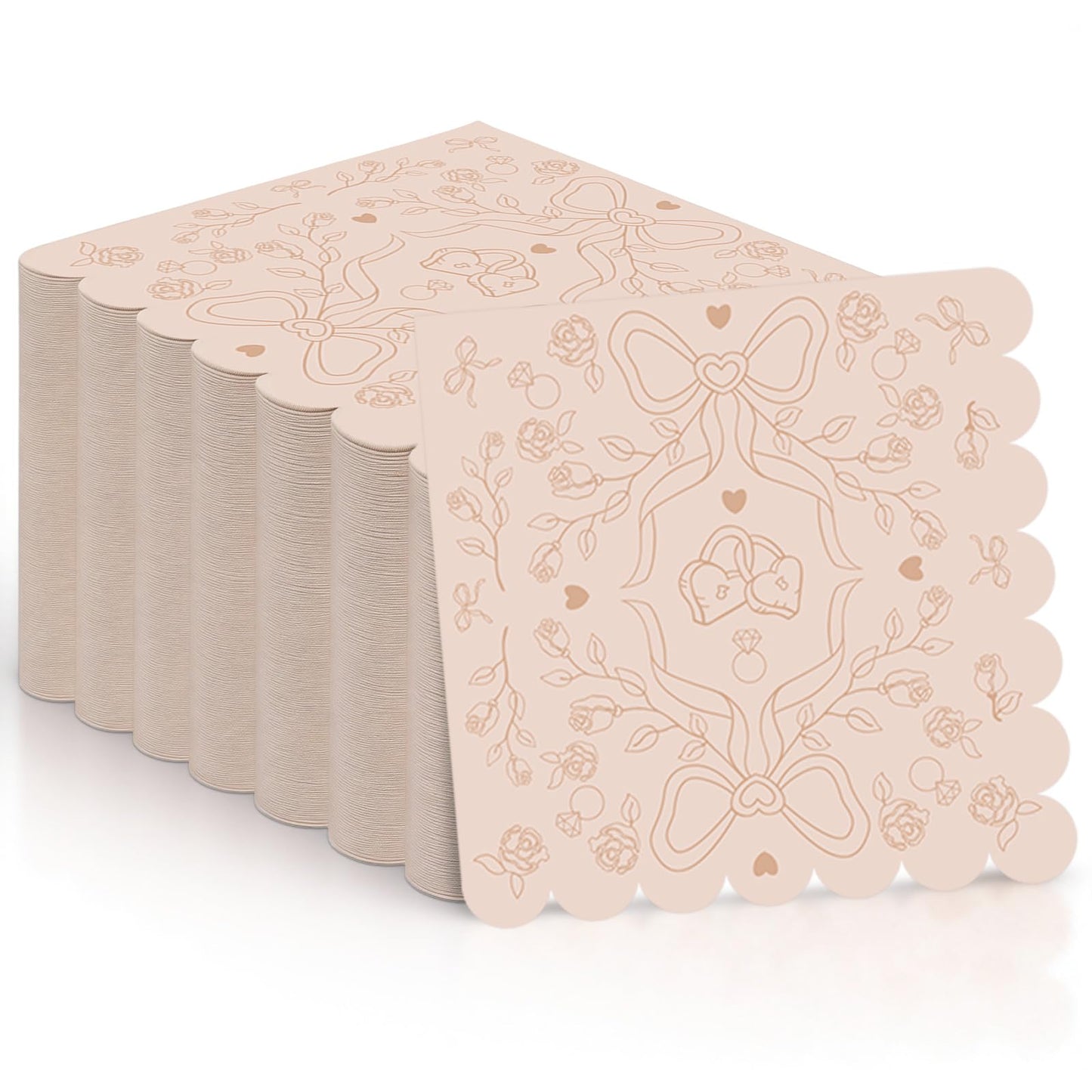 6.5inch Tan Bride Bachelorette Decorations Bride To Be Classy Scalloped Napkins Bridal Shower Decoration Neutral Beige Bachelorette Napkins Decor for Engagement Bach Wedding Party Supplies （100PCS） BST220