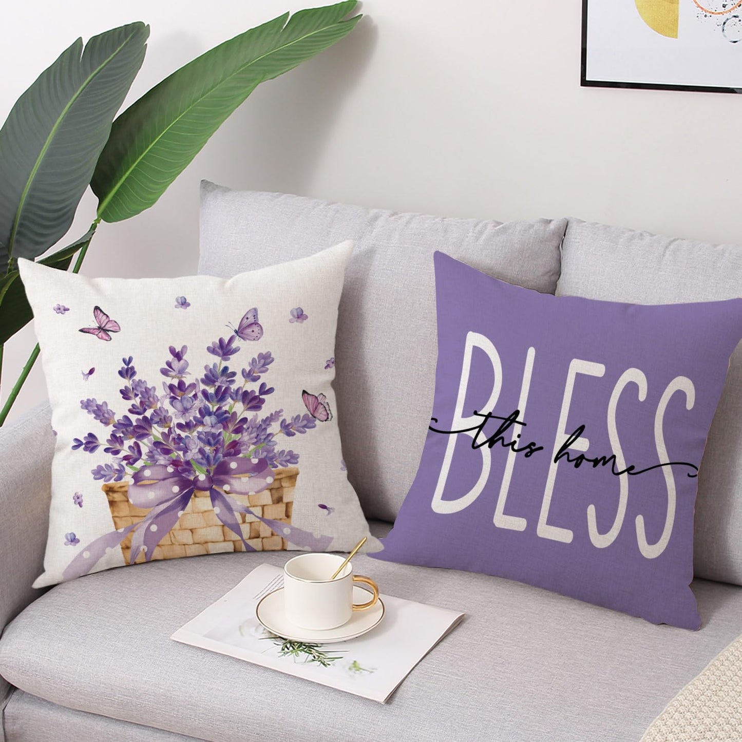 Spring Easter Pillow Covers 18x18 Set of 2 Rabbit Bunny Carrot Truck Spring Flowers Decorative Throw Pillow Covers for Home Office Sofa Bed Couch BST326L