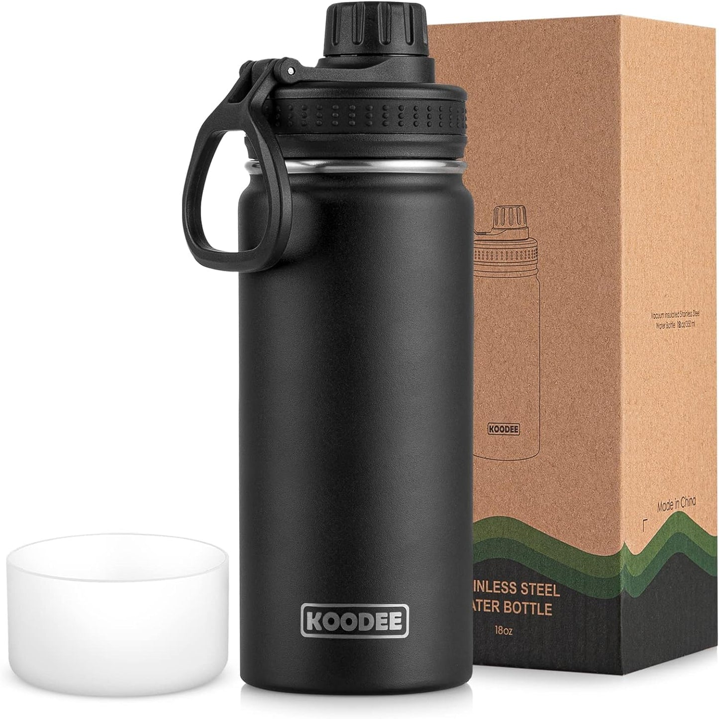 koodee Water Bottle-12 oz Stainless Steel Double Wall Vacuum Insulated Water Bottle for School-Wide Mouth Flask with Straw Lid (Teal) BST220
