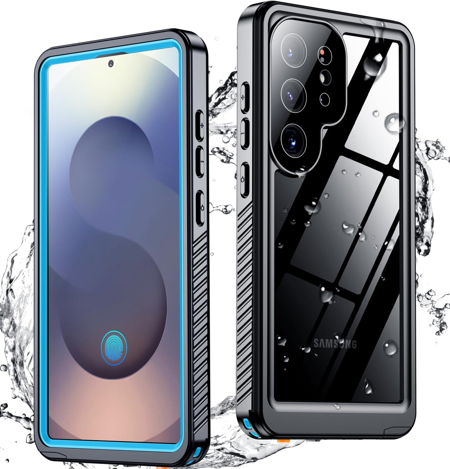 SPIDERCASE Designed for Samsung Galaxy S23 Case Waterproof,Built-in Screen & Camera Lens Protector[IP68 Underwater][Military Grade Shockproof] Full Body Protection Phone Case, Black/Clear WN420