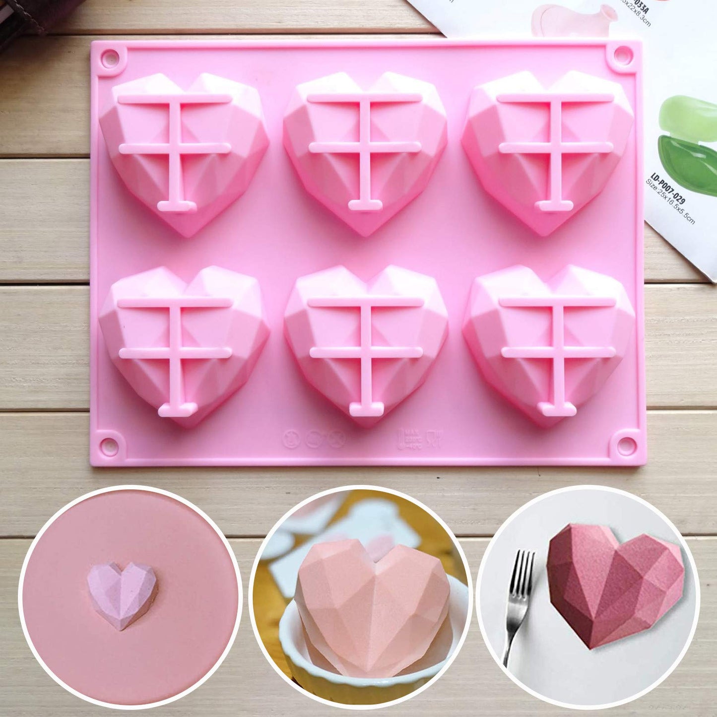 2 Pack Love Heart Silicone Chocolate Bomb Mold DIY Non-stick Silicone Handmade Mold for Valentine Chocolates, Cake, Hard Candy, Baking, Gummy, Ice Cube Trays cake BST202