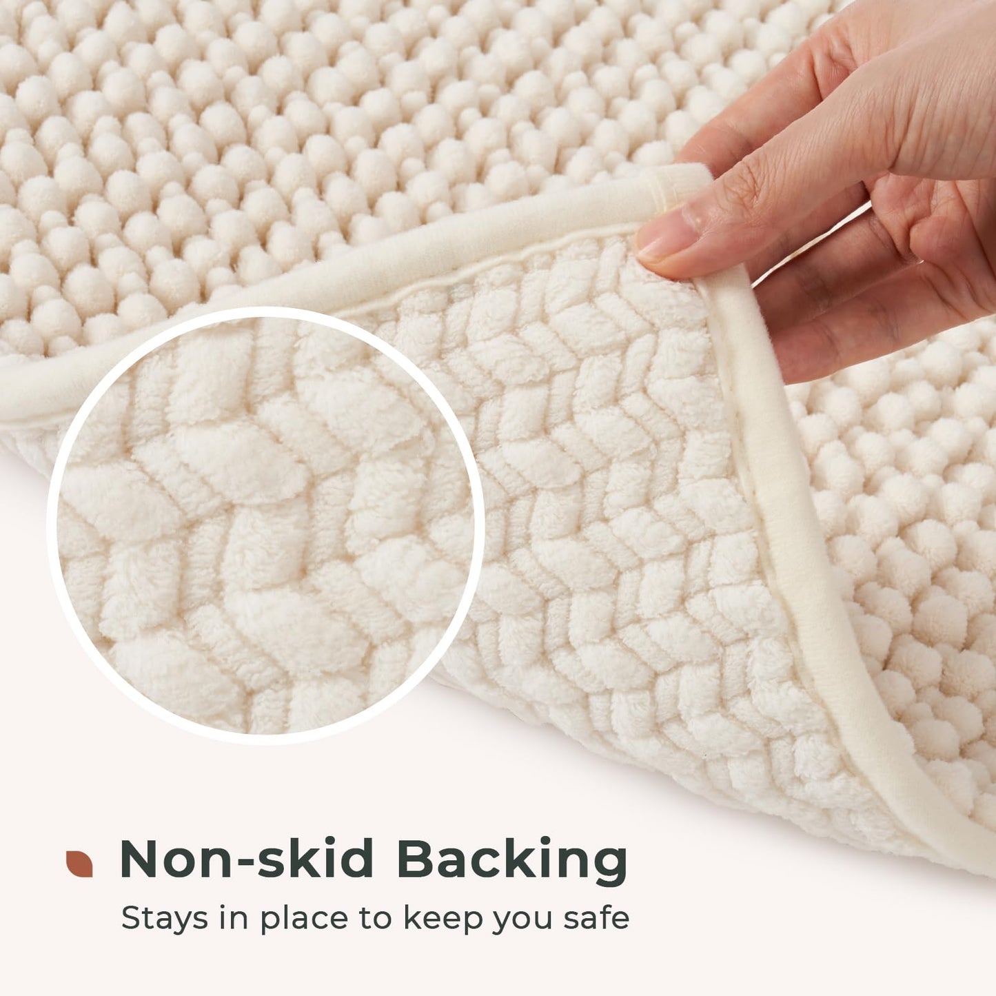FRESHMINT Chenille Bathroom Rugs Sets 2 Piece 17"x24"+20"x32", Non-Slip Bath Mats, Absorbent Bath Rug, Washable Set of 2 Shower Floor Mat, Gray BST220