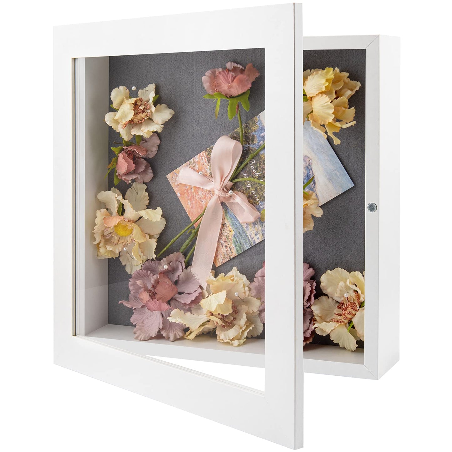 Golden State Art 11x14 Shadow Box Frame Display Case - 2 inch Depth Great for Collages, Collections, Mementos, 6 Pins Included (White, 1 Pack) BST326H
