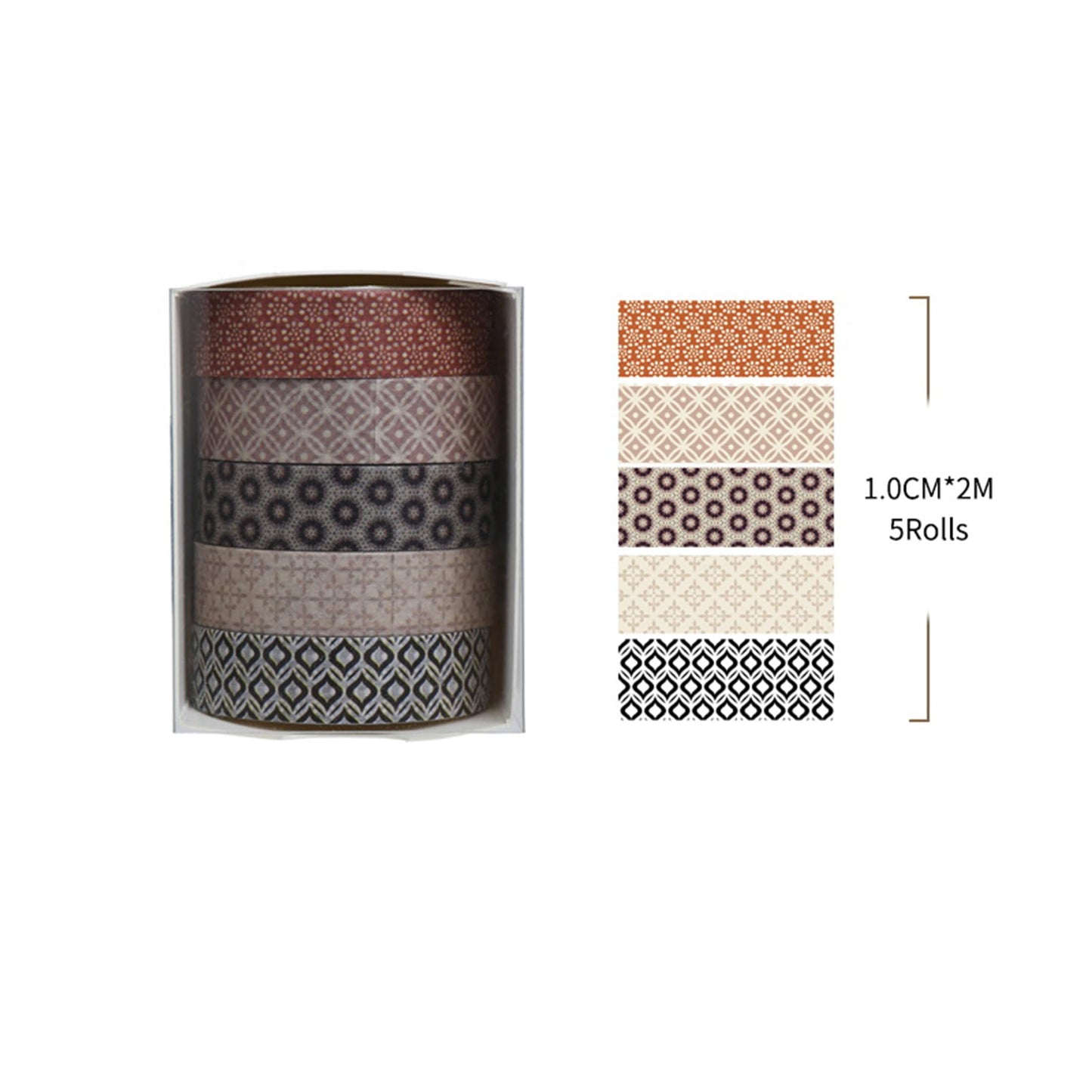 Fantasy Washi Tape Set - 5 Rolls Texture Arts Adhesive Tapes Basic Patterns Decorative Masking Tape Sets for Craft, Kids, Scrapbook, DIY, Gift Wrapping (10-Modern Mosaic) BST220