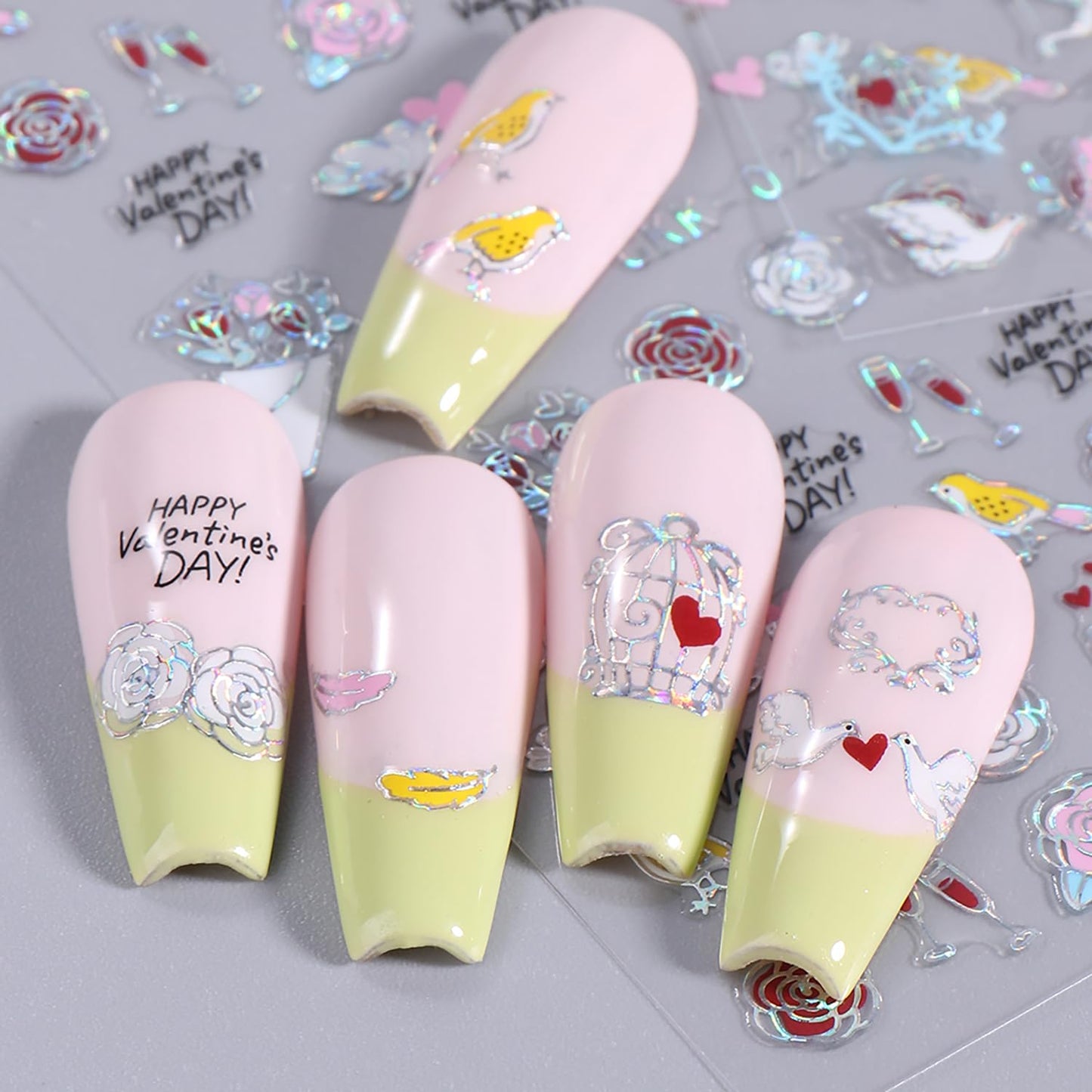 Liquid Butterfly Nail Art Sticker Decals Black Gold Black Silver Butterfly Moon Design Nail Decals 3D Self-Adhesive Nail Art Supplies Heart Nail Art Sticker Decoration for Women Manicure Supplies BST326L
