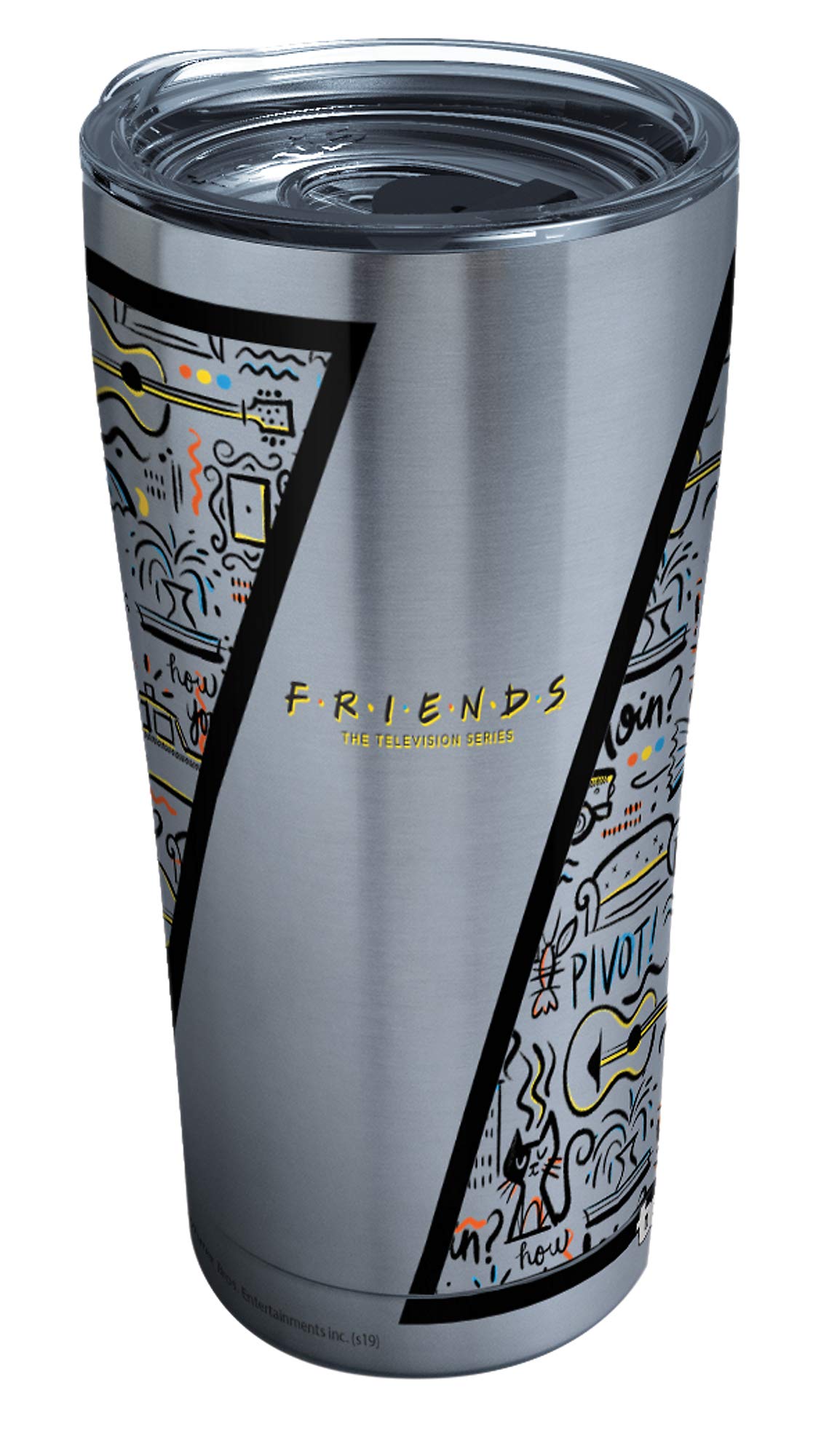 Tervis Friends Pattern Triple Walled Insulated Tumbler Travel Cup Keeps Drinks Cold & Hot, 20oz Legacy, Stainless Steel