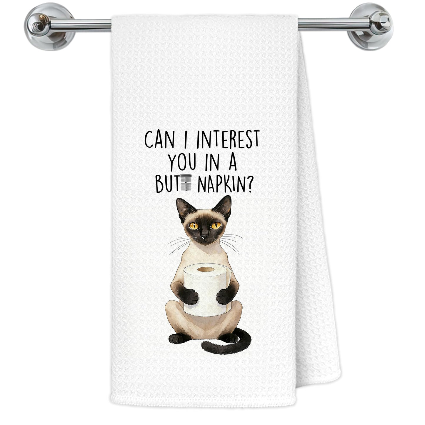 Blue and White Chinoiserie Orange Cat Bathroom Hand Towels, Orange Cat Gifts, Funny Oriental Kitty Decorative Hand Towels Bathroom Restroom Washroom Yoga Spa Zen Decor, 16x24 Inch BST326L