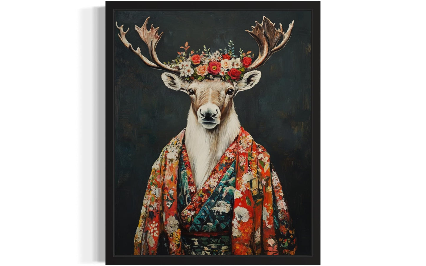 Moose Flower Head Unframed Wall Art Print Poster, Kimono Bathroom Dressing Room Decor Posters Prints for Restroom Home Picture Painting Artwork Gallery 7 (Moose, 16 x 20 inches, Unframed) BST220