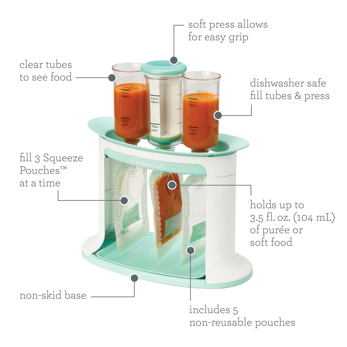 Infantino Squeeze Station for Homemade Baby Food, Pouch Filling Station for Puree Food RD12