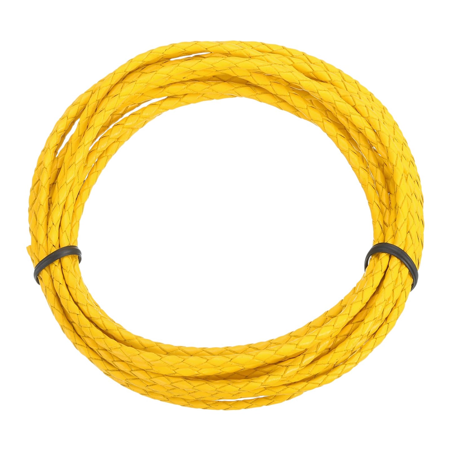 MECCANIXITY 1.1 Yards Bolo Tie Cord 6mm Diameter Round Braided Leather Strip 1 Meter Long for Bracelet Necklace Beading, Yellow WN420