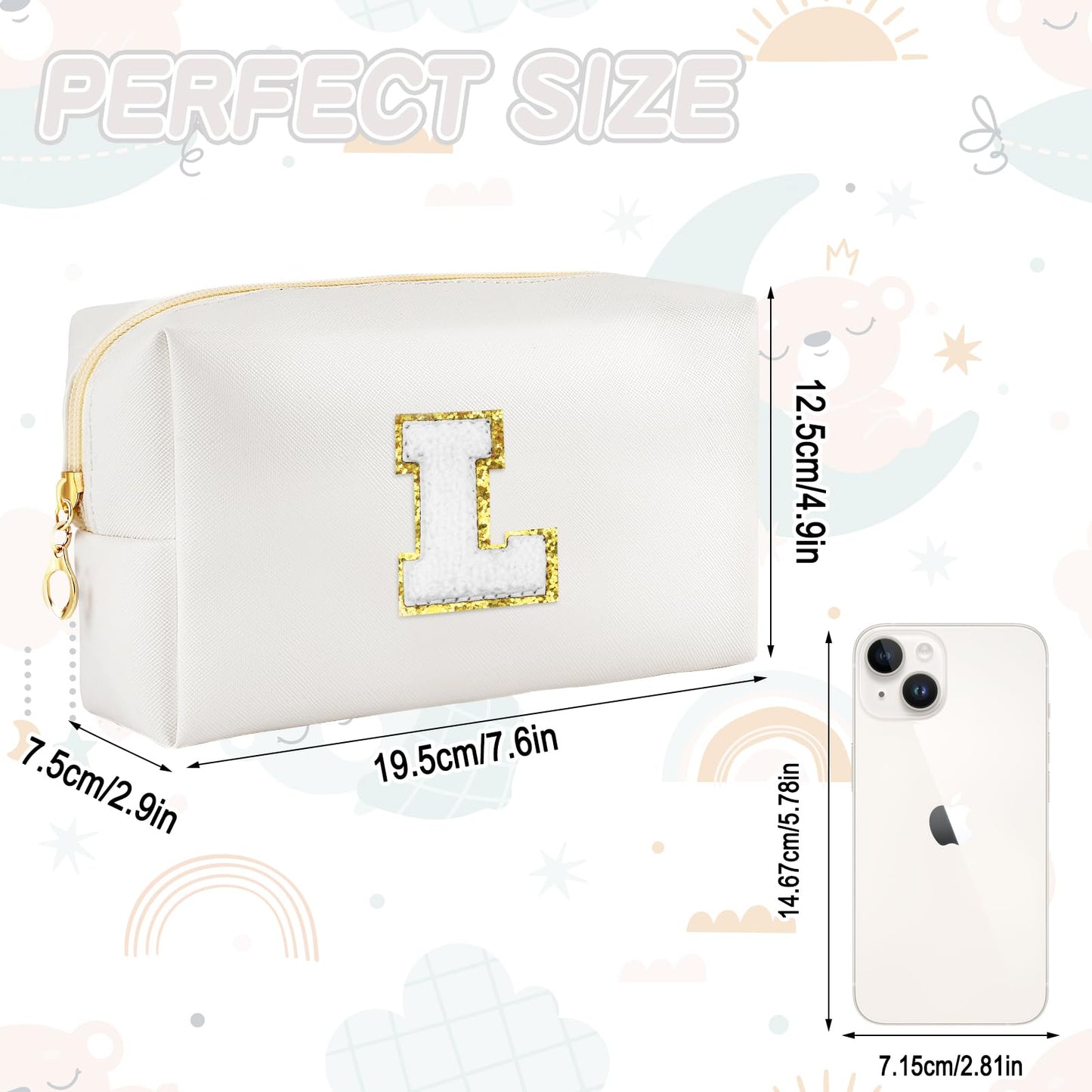 URSKYTOUS Gifts for Girls Initial Makeup Bag Personalized Cosmetic Bag with Zipper Cute Travel Toiletry Bag Waterproof PU Preppy Makeup Pouch Birthday Gift for Teen Girls Women(Blue P) BST326L