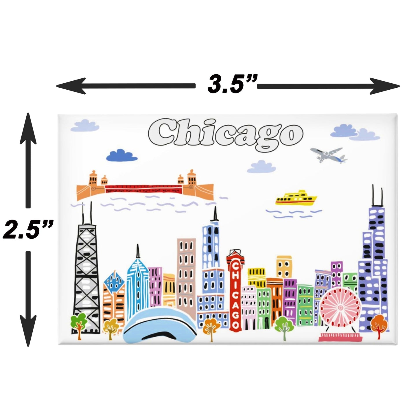 City Themed Artwork Magnet Collection by Beary Blu - Designed in The USA, Collectible Souvenirs Gifts 2.5" x 3.5" (Dallas) BST220