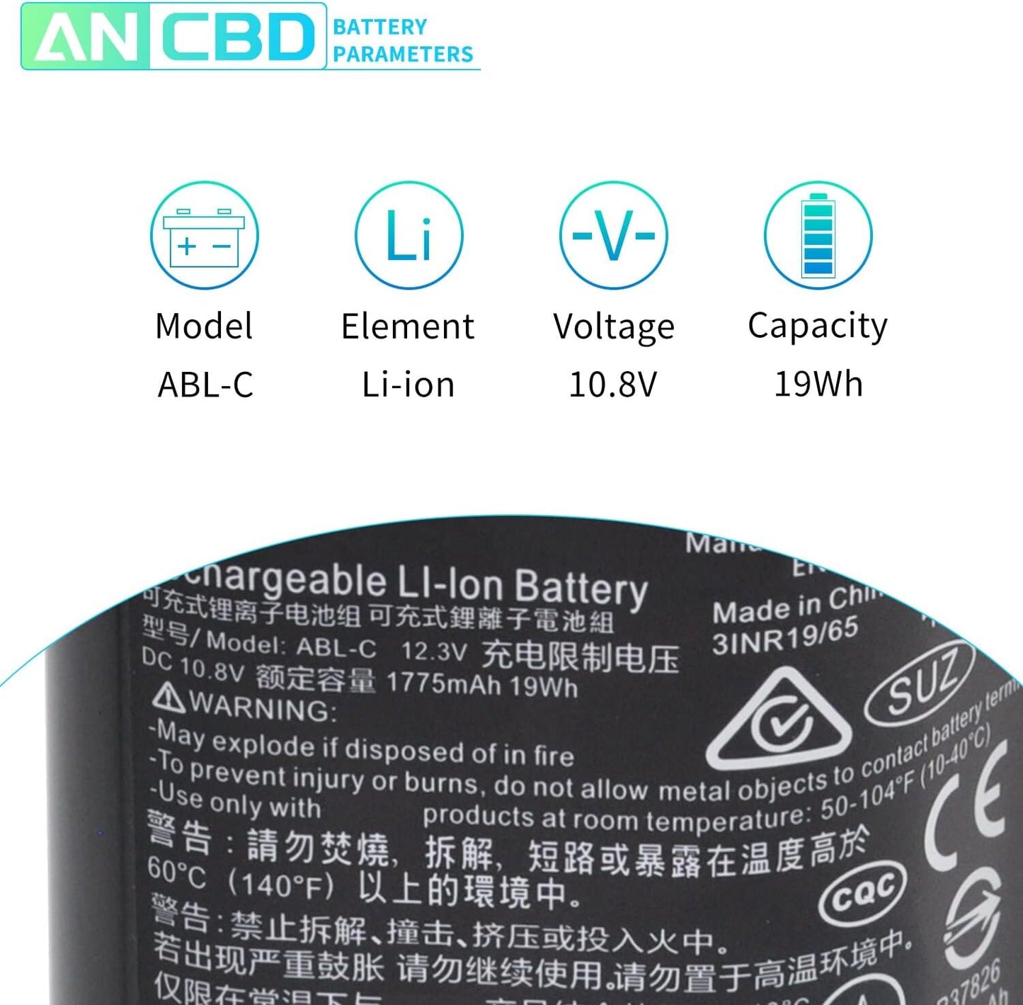 ABL-C Replacement Li-Ion Battery for iRobot Braava Jet M6 Series M611020 M612880 M612680 M614480 6100 Ultimate Robot Mop 10.8V 19Wh/1775mAh BST220