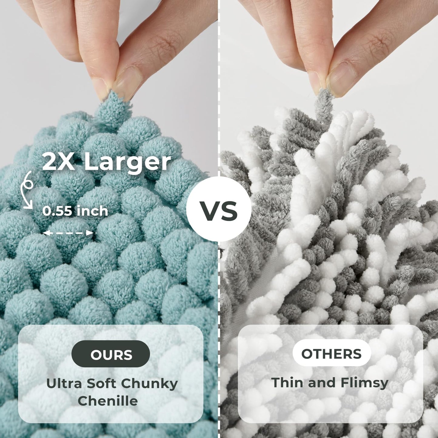 FRESHMINT Thick Chunky Chenille Bathroom Rug, Black, 20"x32" | Non-Slip Backing, Water Absorbent Surface, Machine Washable Care, Cushioned Comfort, Bathroom Floor Use BST220