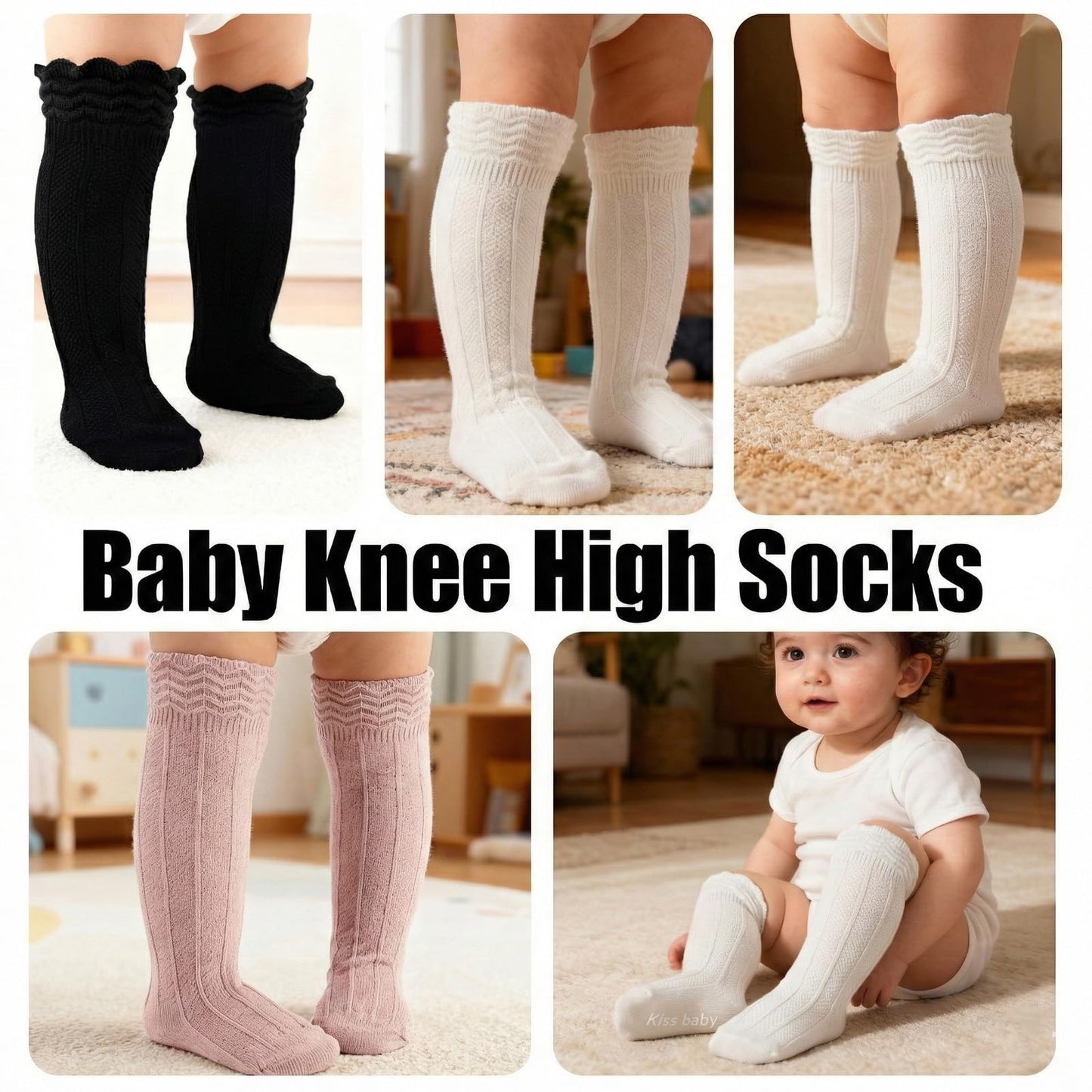 Toddler Girls Knee High Socks Soft Cotton Ruffle Long Tube Socks For Preemie Infant Newborn Toddler WN420