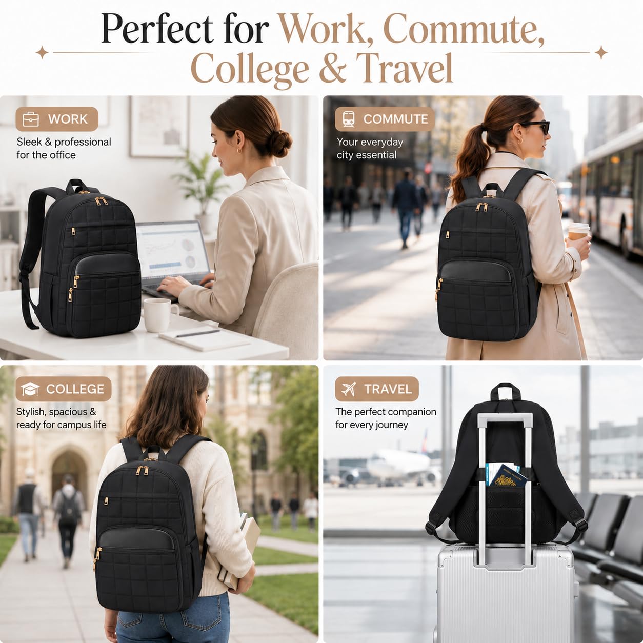 CAMTOP College Backpacks for Women, School Backpack with Insulated Lunch Pocket BST326H